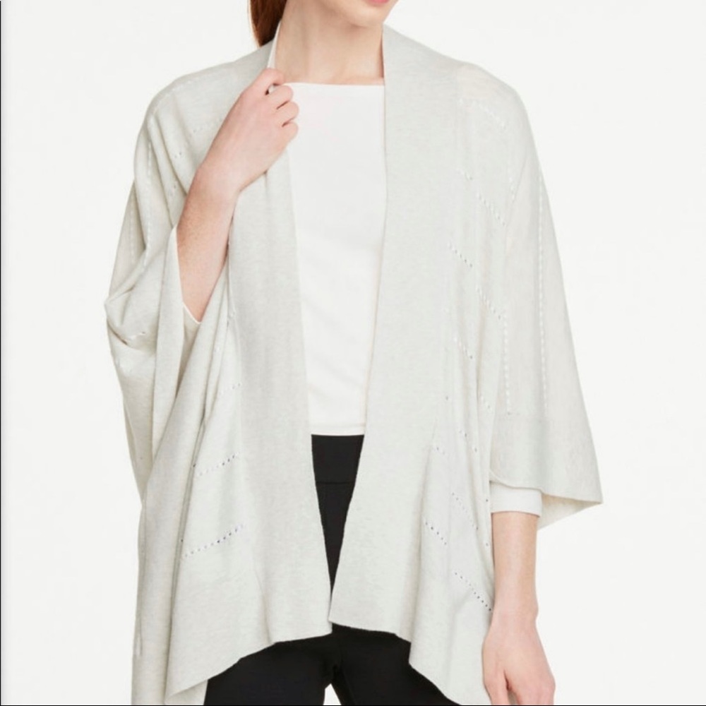 Ann Taylor Factory Textured Open Poncho Sand-OS